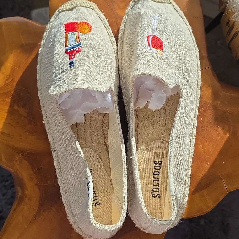 Soludos Women's The Spritz Smoking Slipper Platform Espadrilles - Sand Size 8